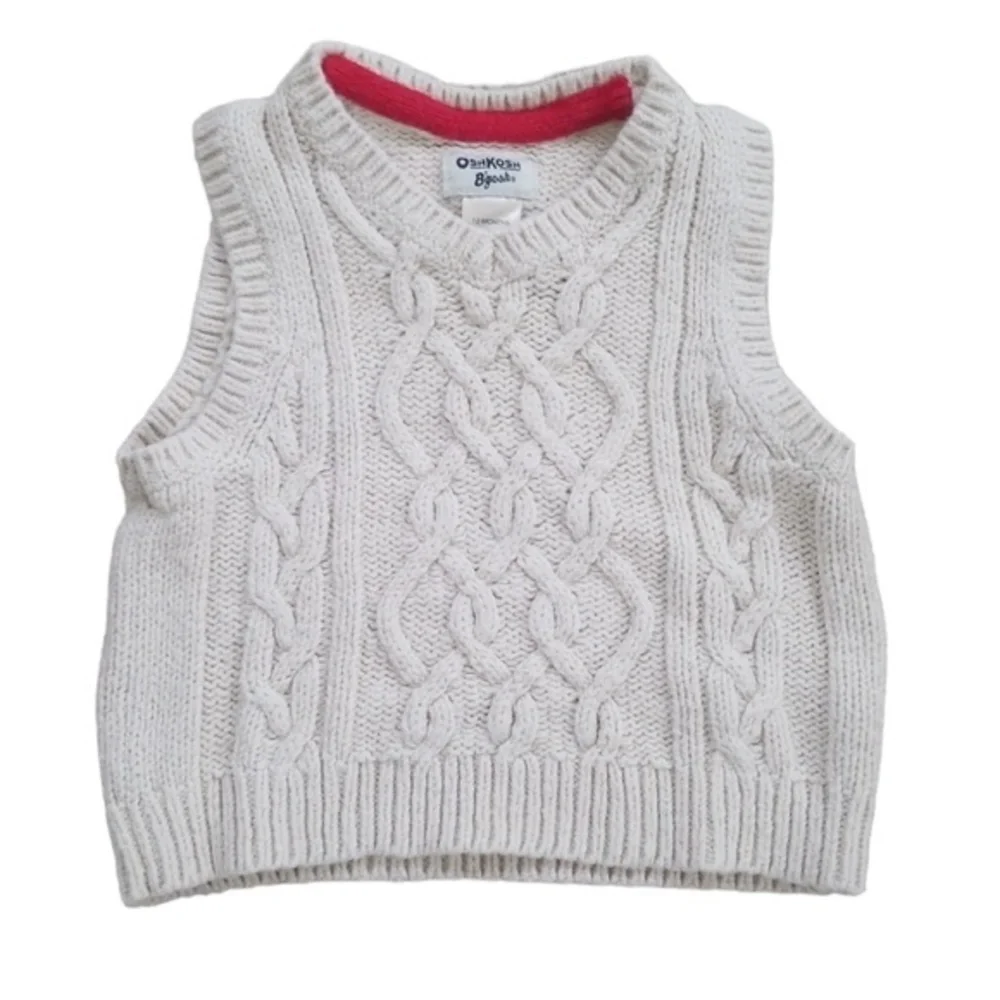OshKosh B'gosh‎ Kid's Cream Cable Knit Sweater Vest Sz. 12M